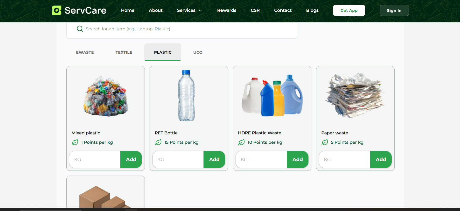 Plastic catalogue with weight-based pricing