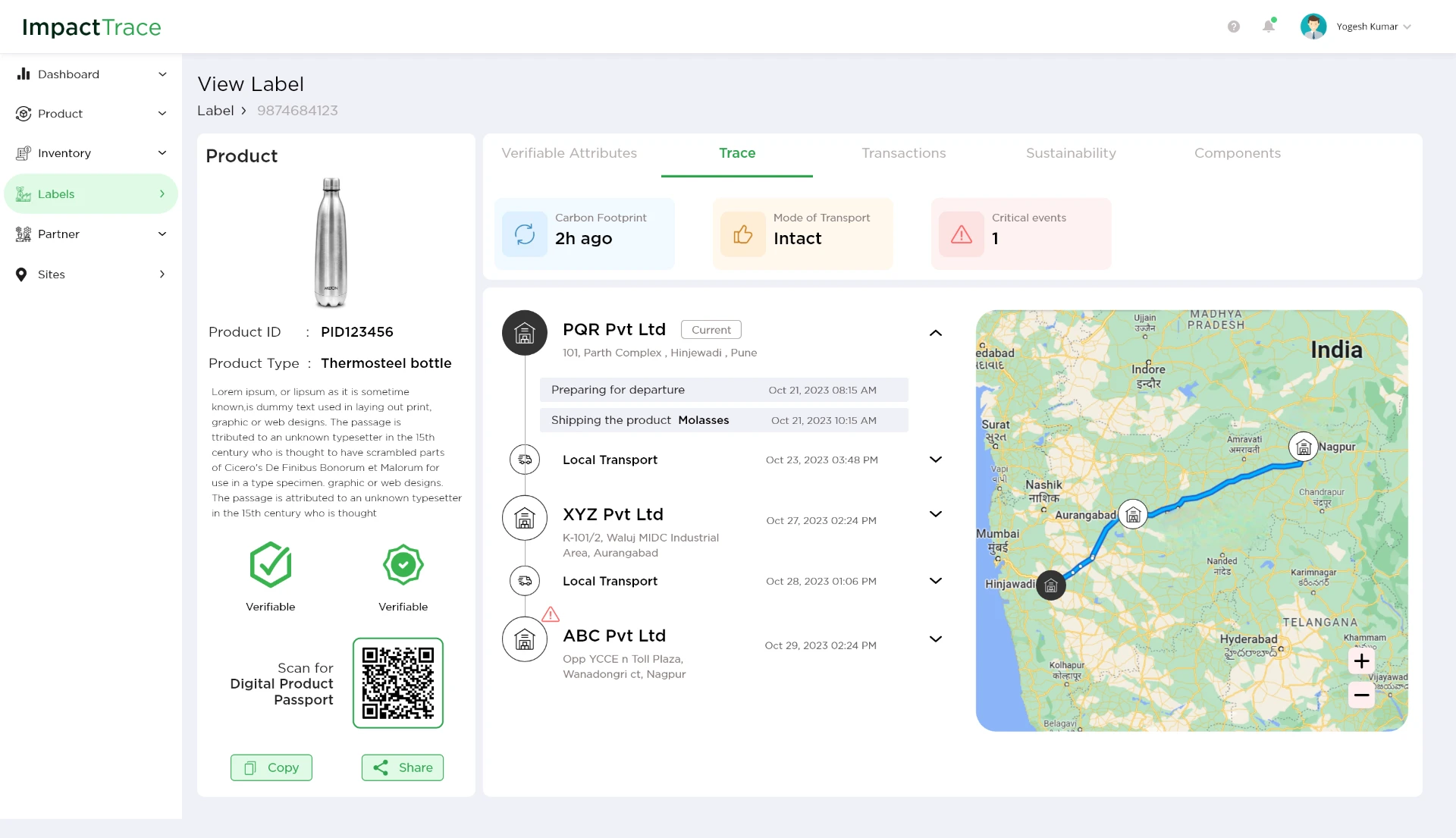 View Label — product identity, verifiable badges and shareable passport QR