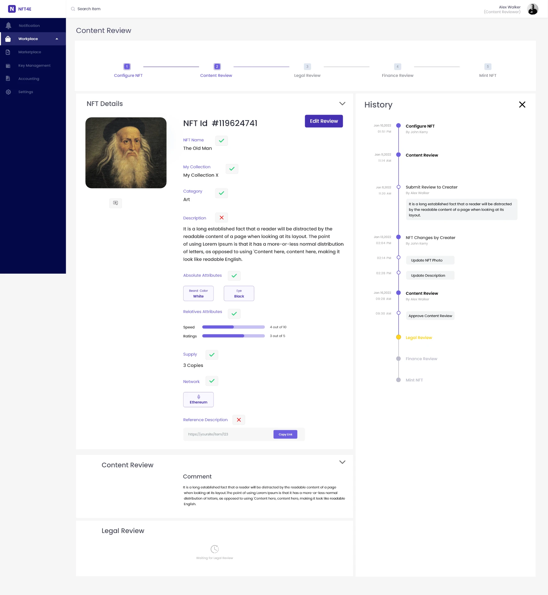 Content Review — field-level approvals with a live history and comment trail