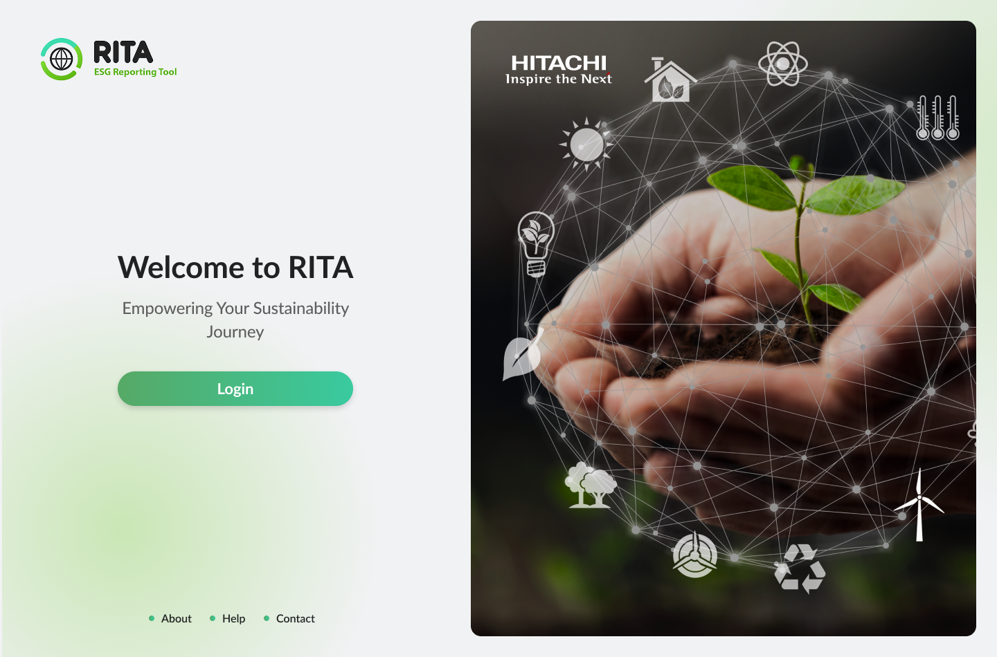Login — brand-led entry to the ESG reporting tool