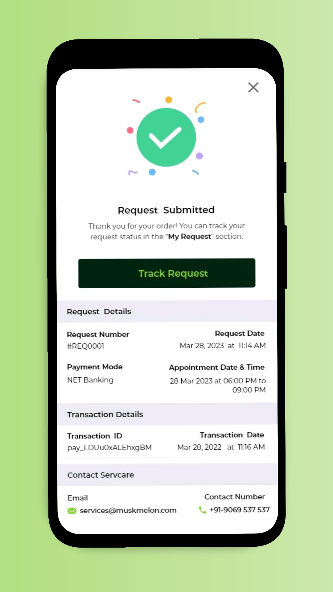 Request submitted & tracking