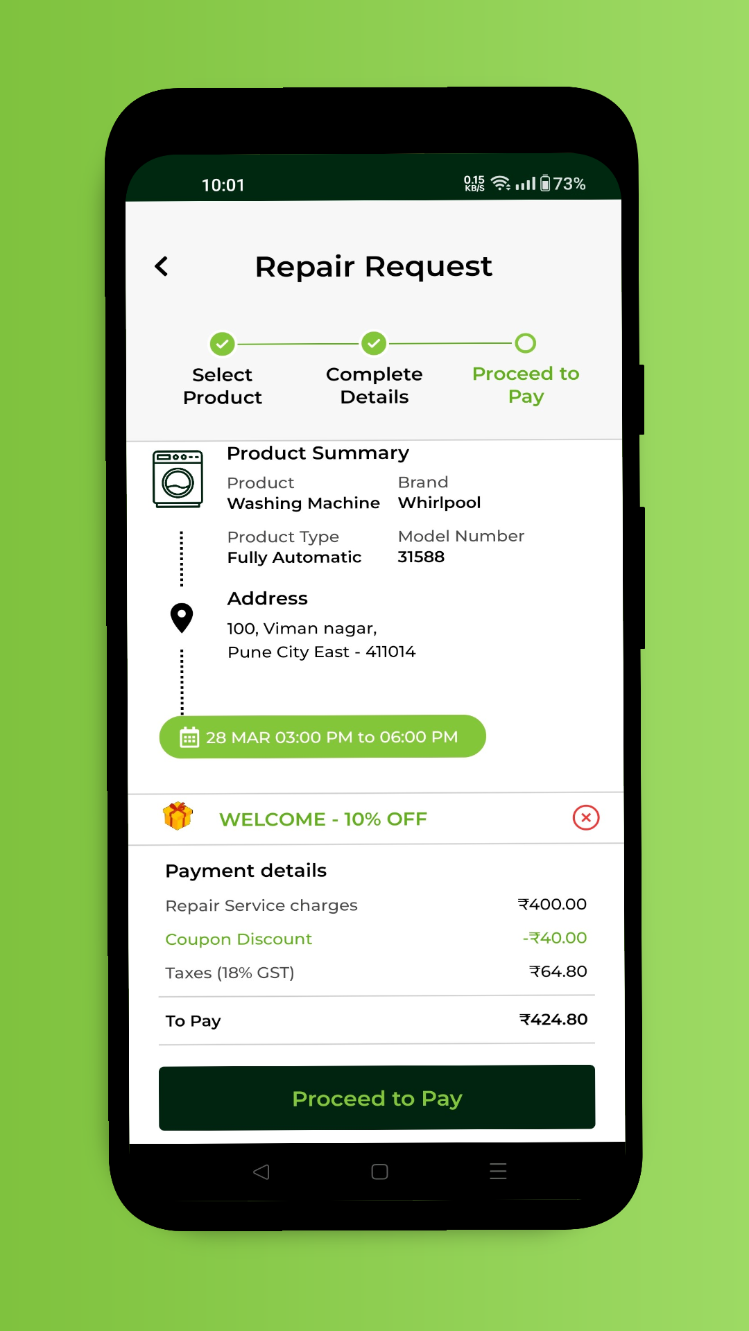 Proceed to pay — coupon & GST breakdown