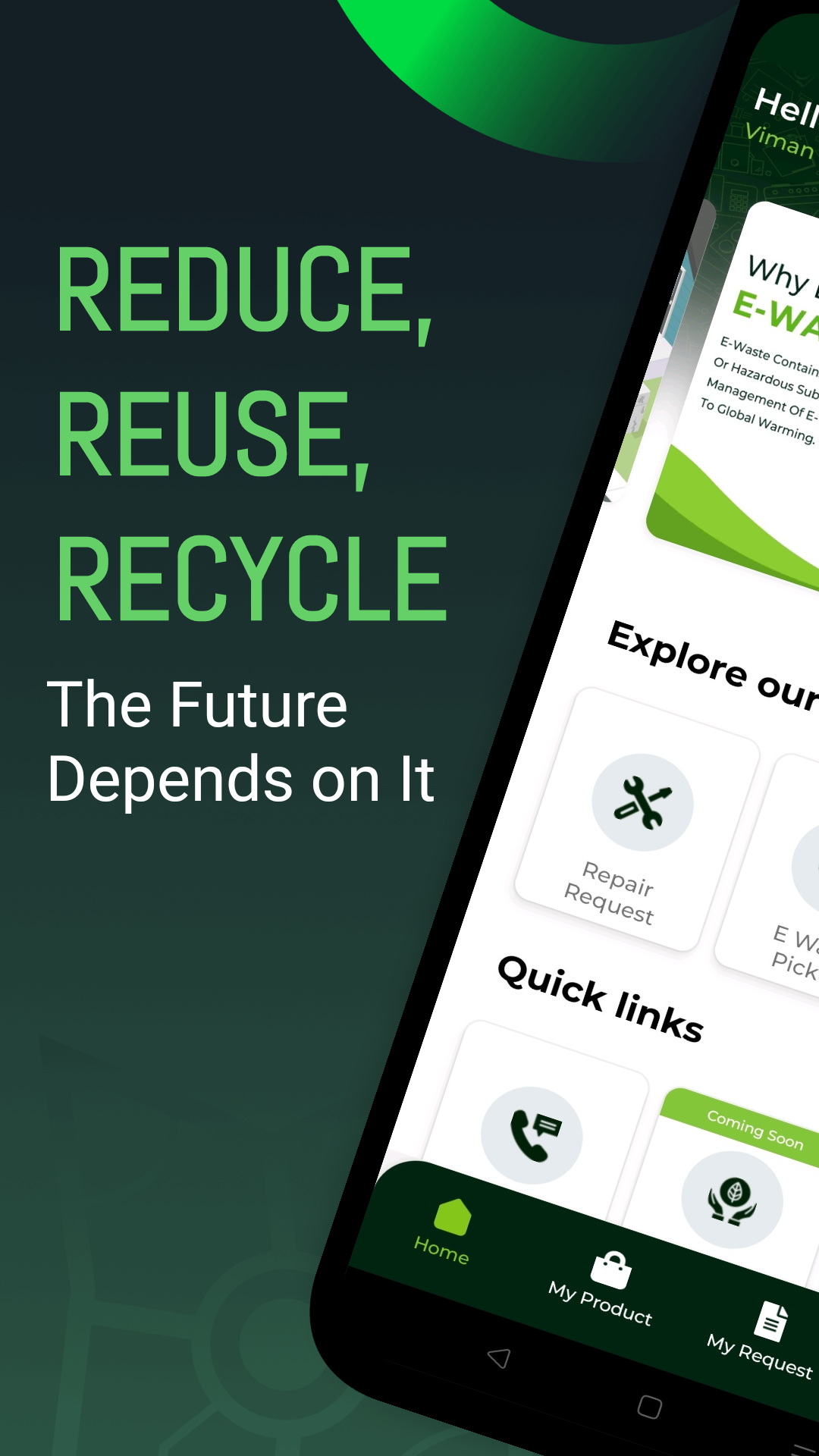 Play Store hero — reduce, reuse, recycle